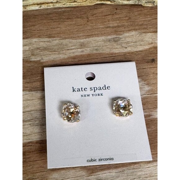 Kate Spade New York Clear Gold Cubic Zirconia Stud Earrings - Picture 5 of 5